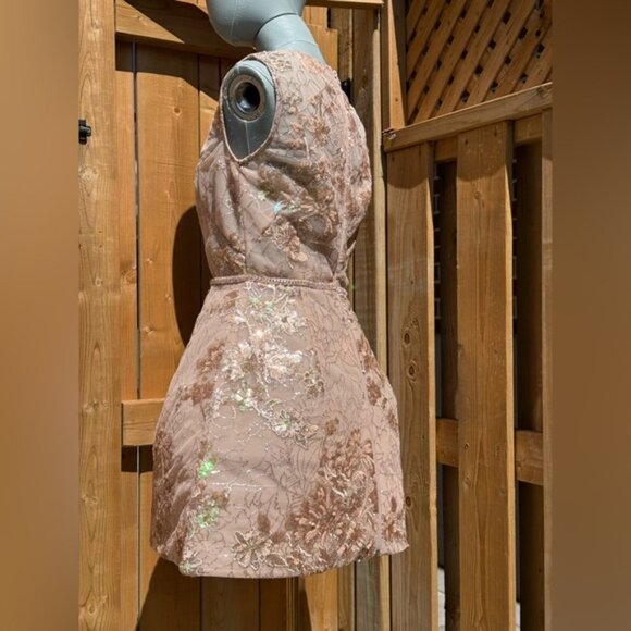 🆕 BRONX & BANCO 🧿 NWOT Violet Mini Dress, Gold & Champagne Sequin - Sz L US 8 - Picture 6 of 15